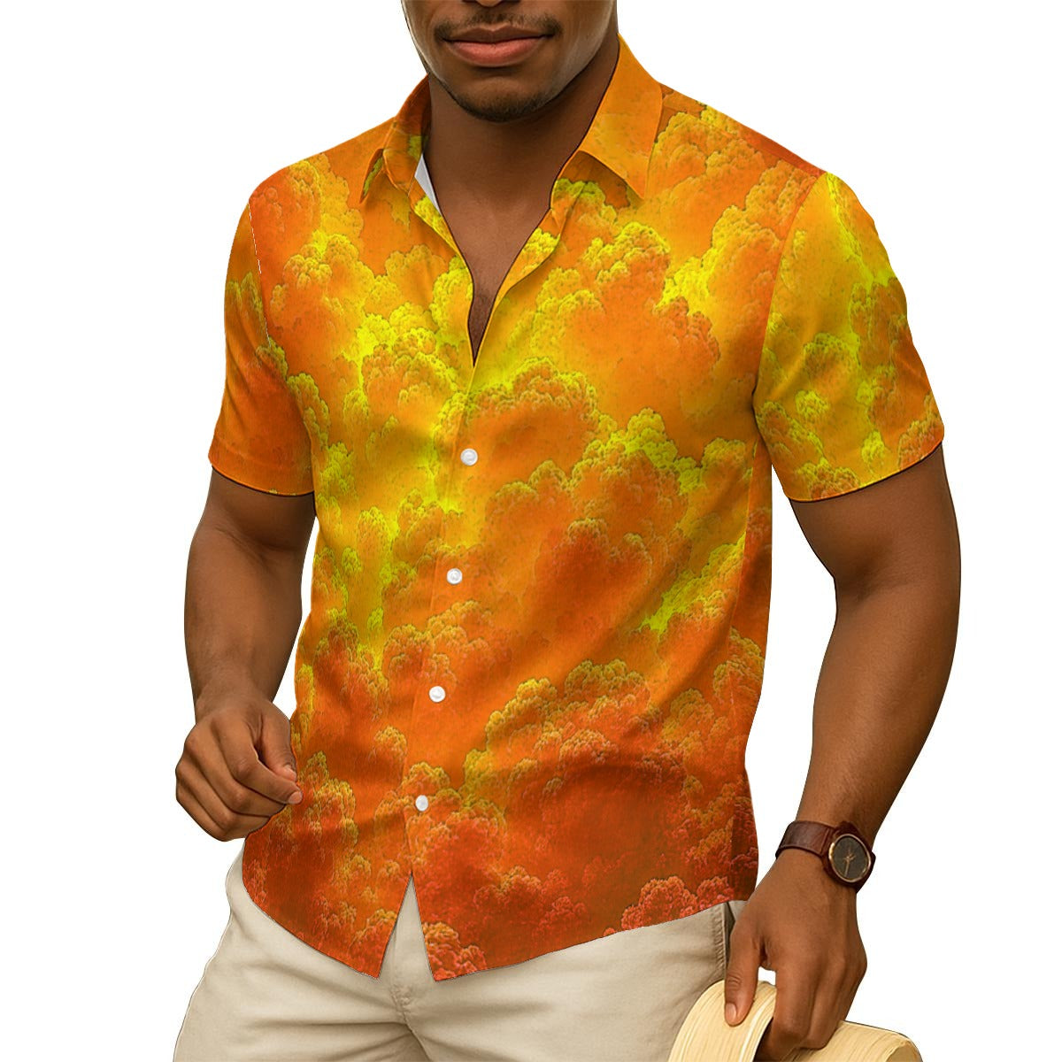 Men's Imitation Silk Short-Sleeved Shirt