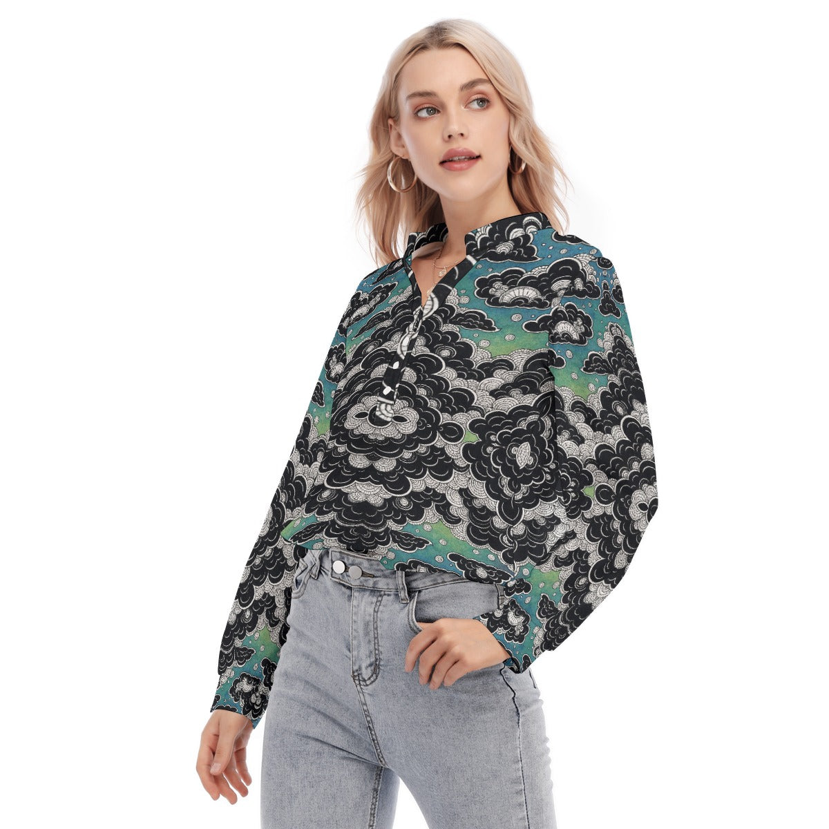 Women's Long Sleeve Blouse With Button Closure