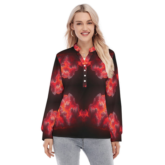 Women's Long Sleeve Blouse With Button Closure