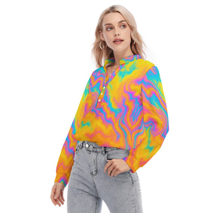 Women's Long Sleeve Blouse With Button Closure