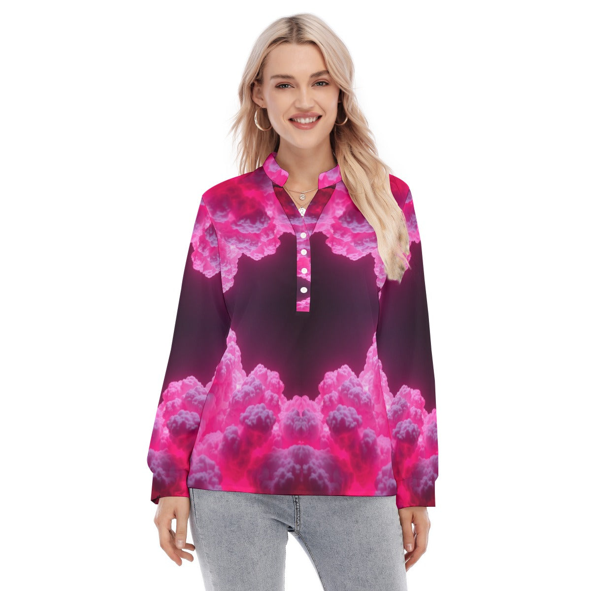 Women's Long Sleeve Blouse With Button Closure