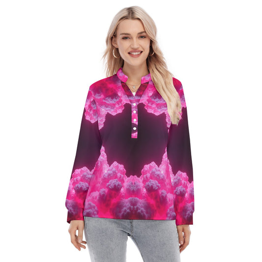 Women's Long Sleeve Blouse With Button Closure