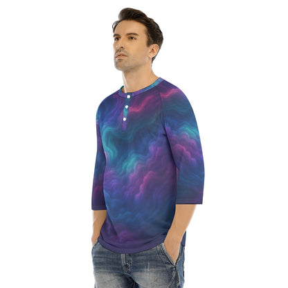 Men's Bracelet Sleeve T-shirt With Button Closure - view 3