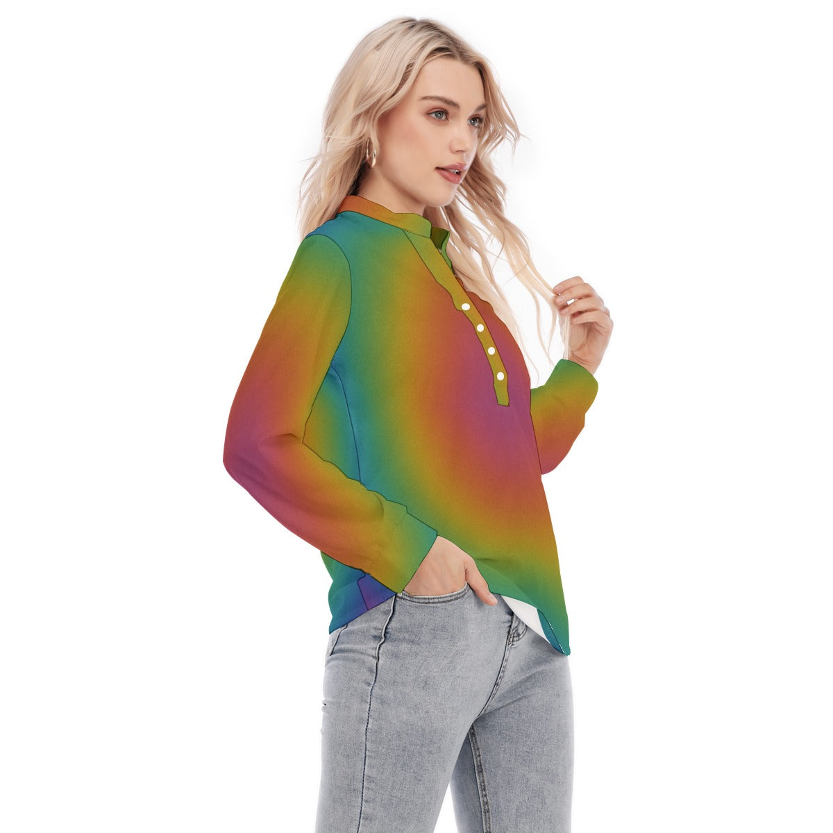 Women's Long Sleeve Blouse With Button Closure