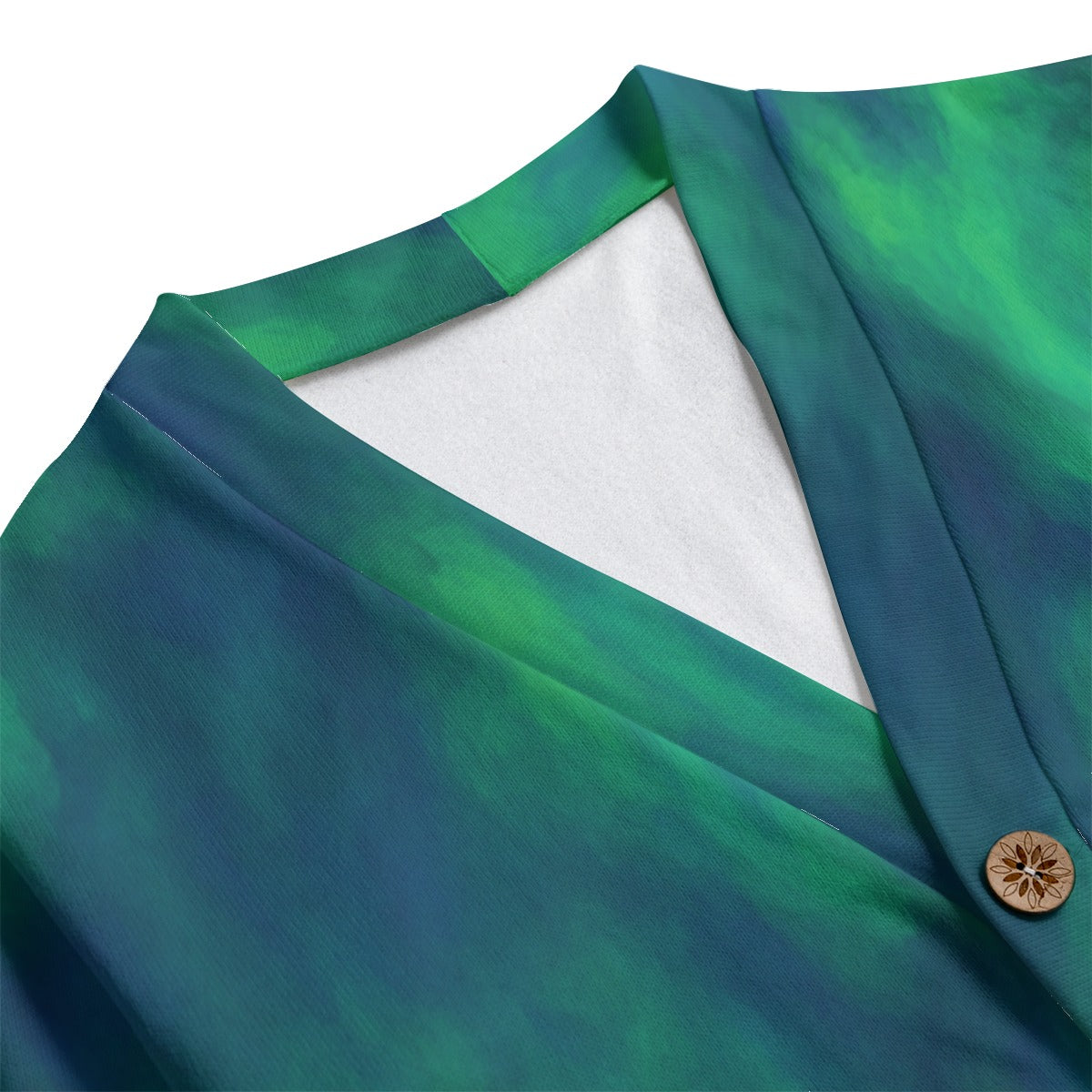 Unisex V-neck Knitted Fleece Cardigan With Button Closure