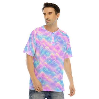 Men's Raglan Sleeve T-shirt With Button Closure