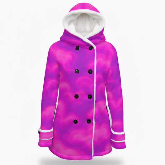 Women's Hooded Double-Breasted Winter Coat With Fleece