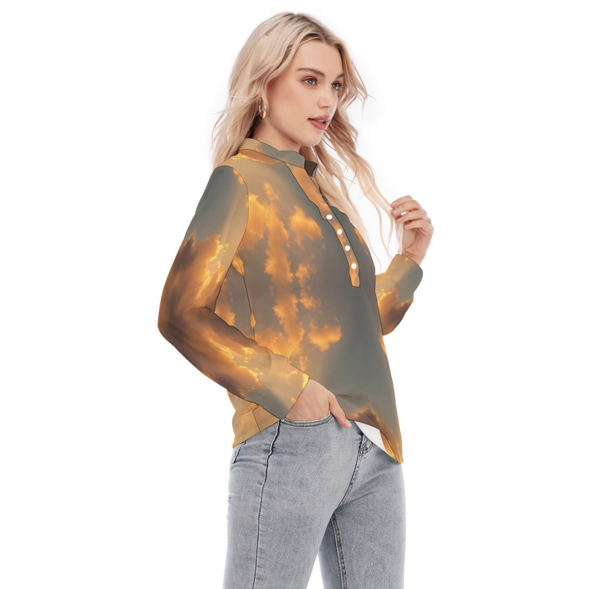 Women's Long Sleeve Blouse With Button Closure