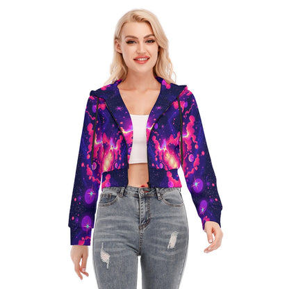 Women's Crop Top Hoodie With Zipper Closure