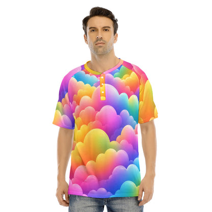 Men's Raglan Sleeve T-shirt With Button Closure