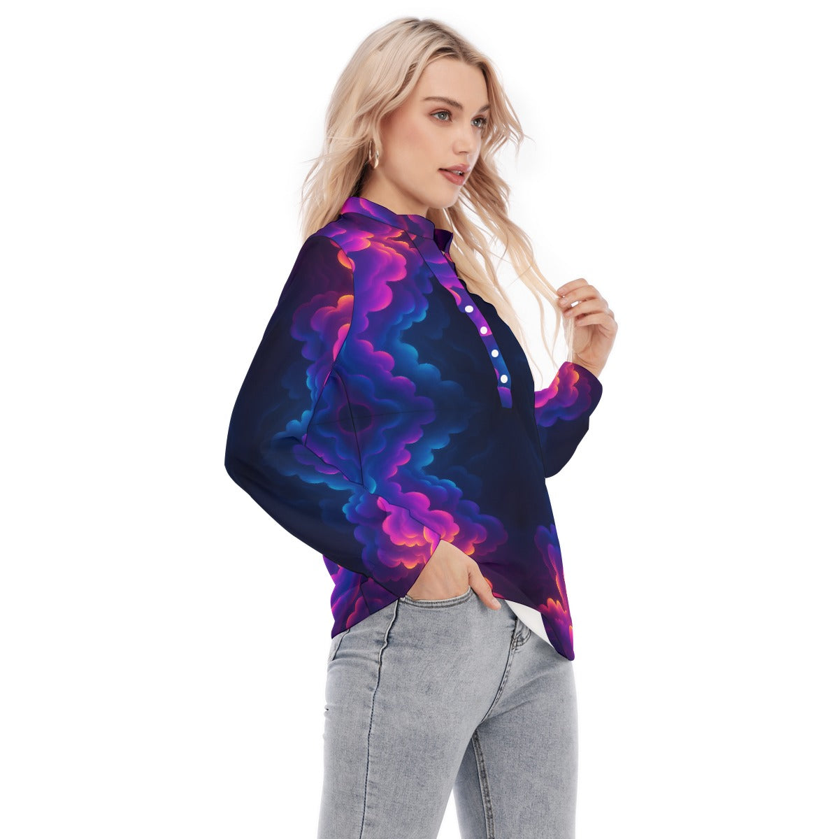 Women's Long Sleeve Blouse With Button Closure