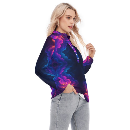 Women's Long Sleeve Blouse With Button Closure