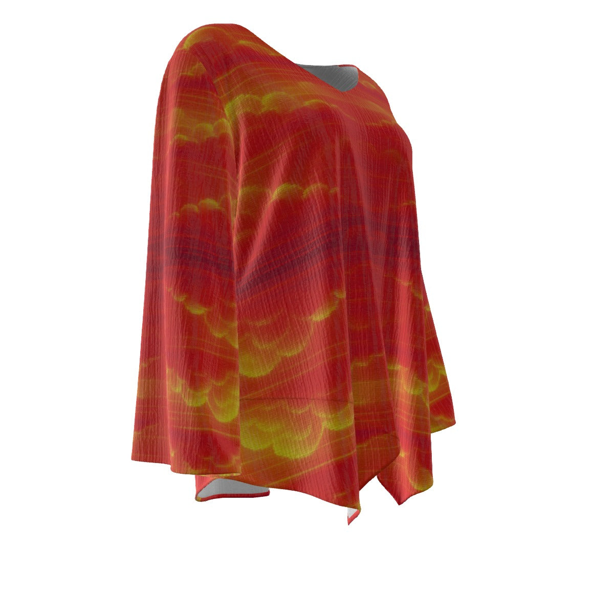 Women's V-neck T-shirt With Irregular Hem