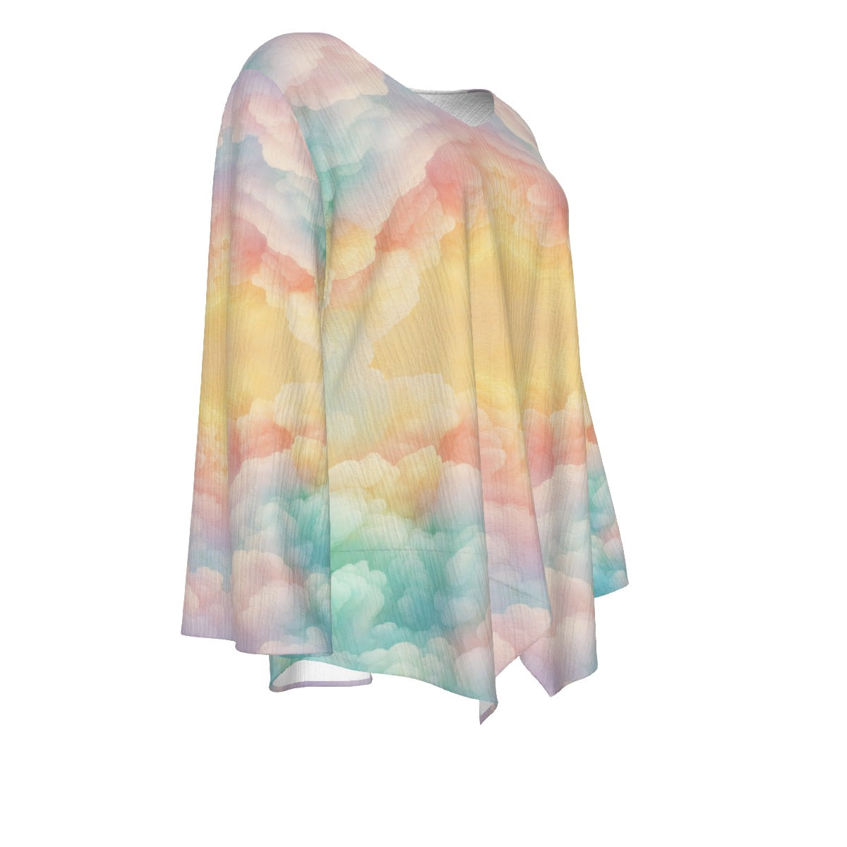 Women's V-neck T-shirt With Irregular Hem