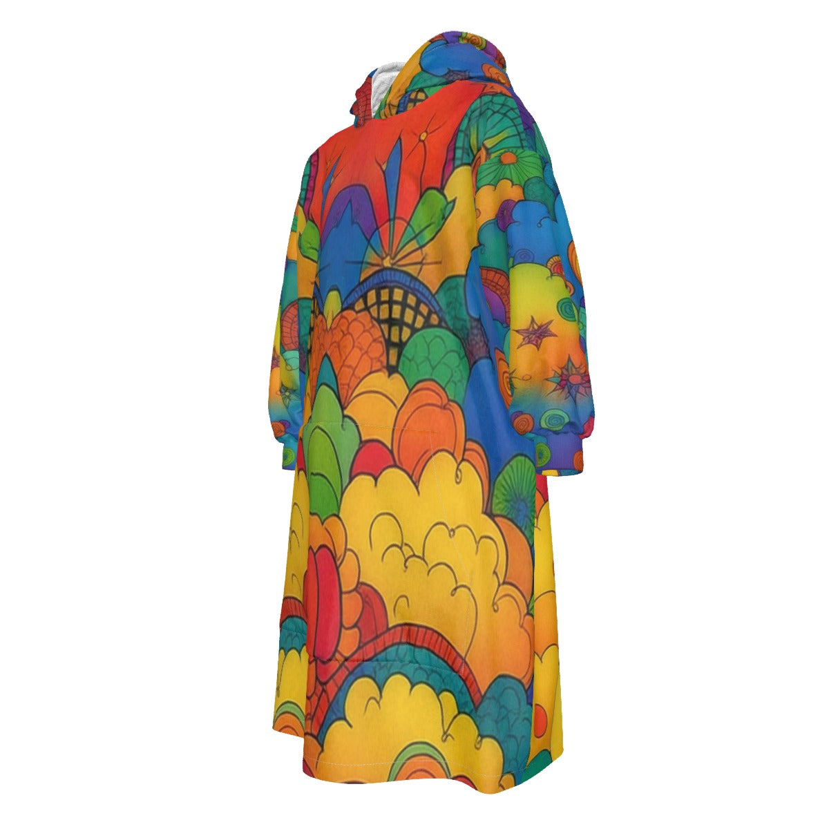 Unisex Kid's Sherpa Fleece Mid-Length Hoodie Blanket