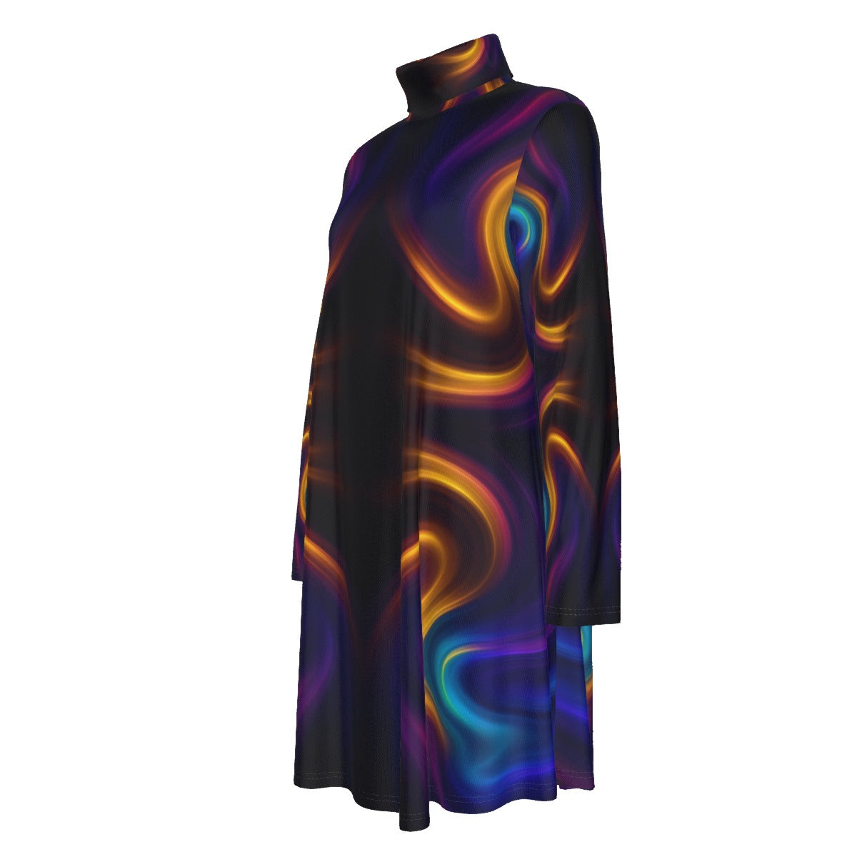 Women's High Neck Dress With Long Sleeve