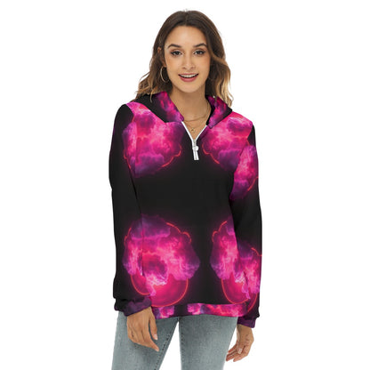 Women's Borg Fleece Hoodie With Half Zip