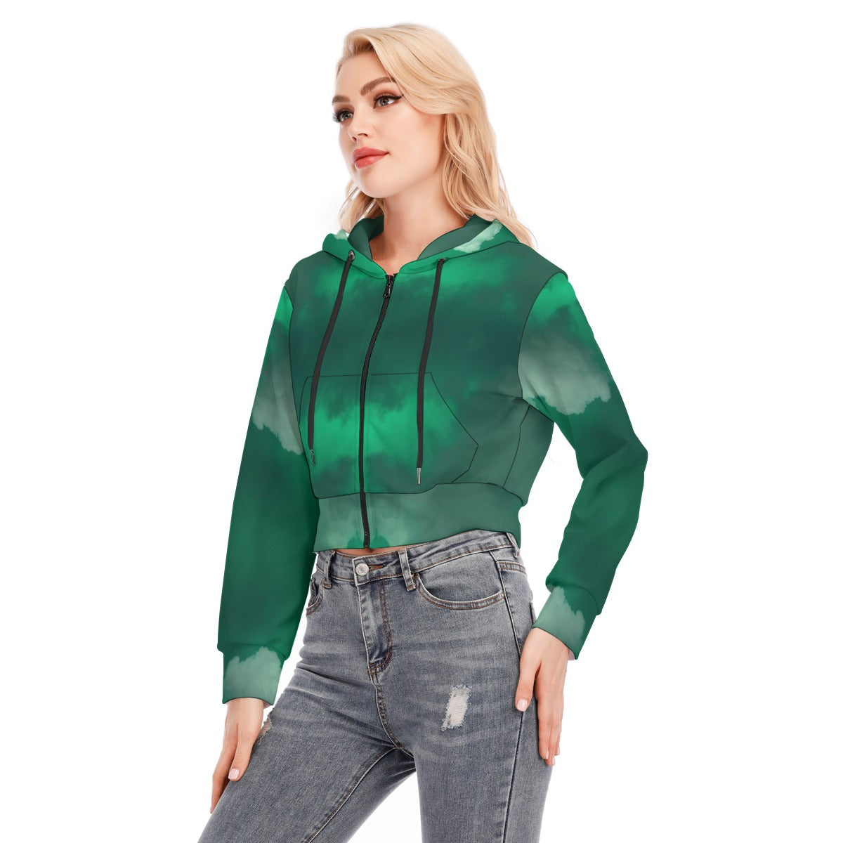Women's Crop Top Hoodie With Zipper Closure