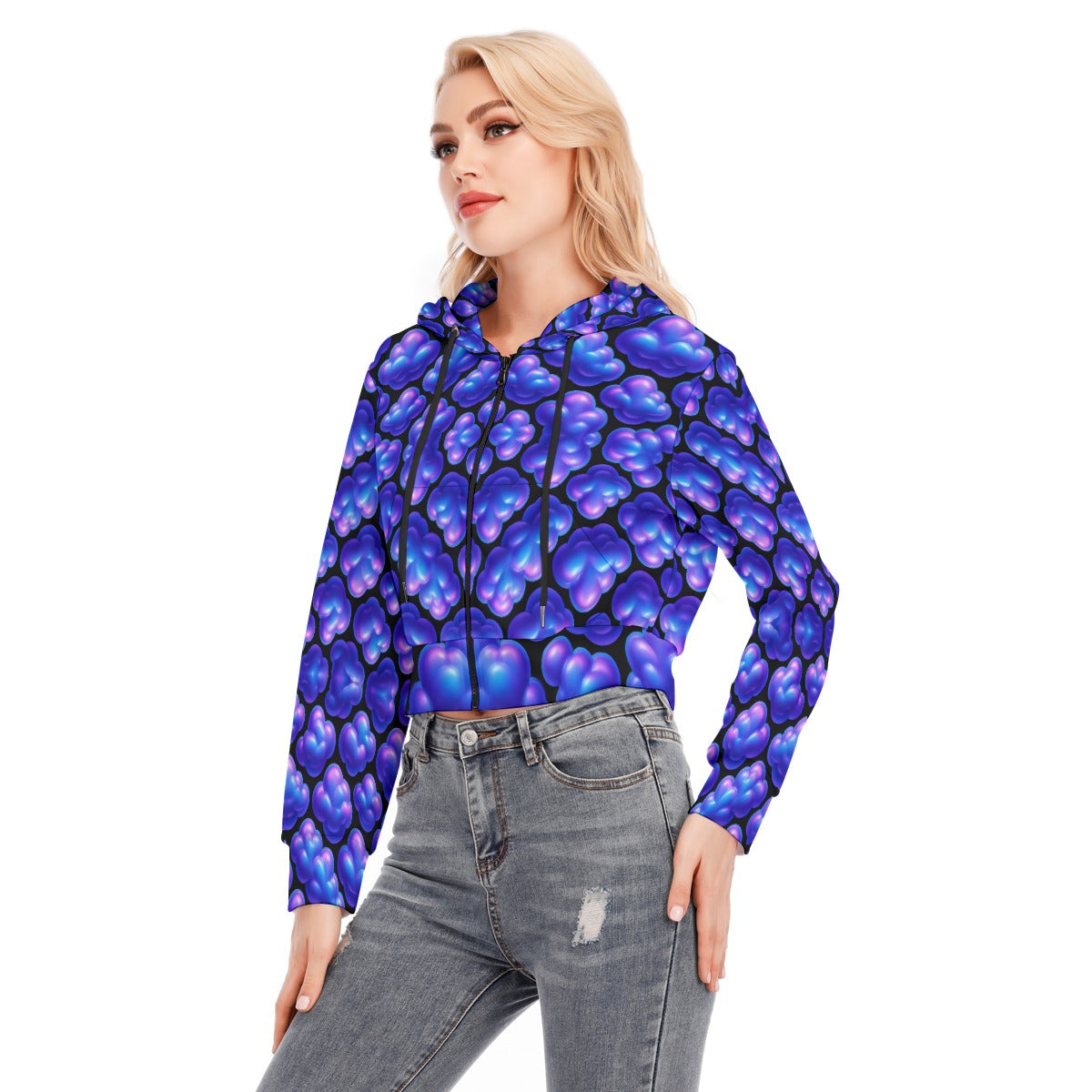 Women's Crop Top Hoodie With Zipper Closure