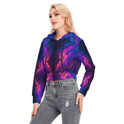 Women's Crop Top Hoodie With Zipper Closure