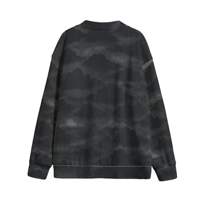 Unisex V-neck Knitted Fleece Cardigan With Button Closure