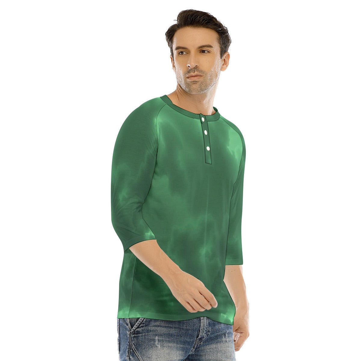 Men's Bracelet Sleeve T-shirt With Button Closure - view 2