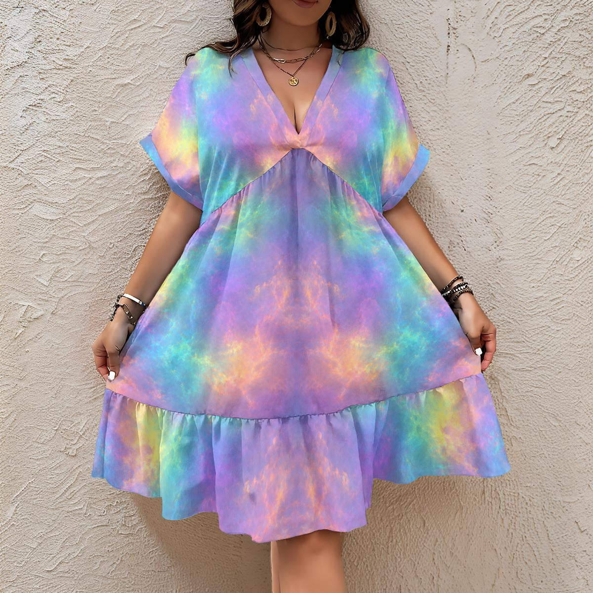 Women’s Floral V-Neck Short Sleeve Dress