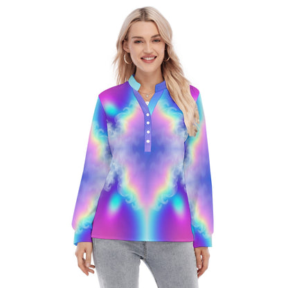 Women's Long Sleeve Blouse With Button Closure