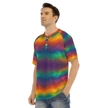Men's Raglan Sleeve T-shirt With Button Closure