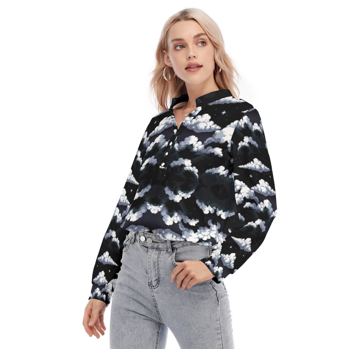 Women's Long Sleeve Blouse With Button Closure