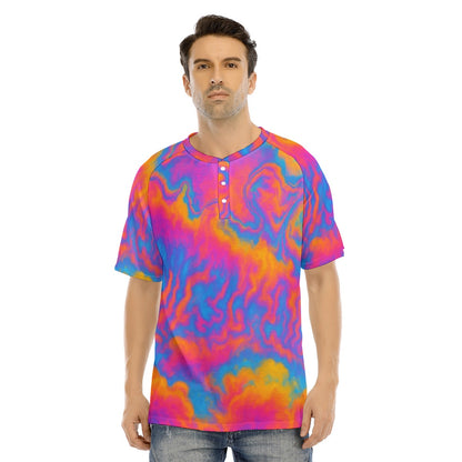 Men's Raglan Sleeve T-shirt With Button Closure