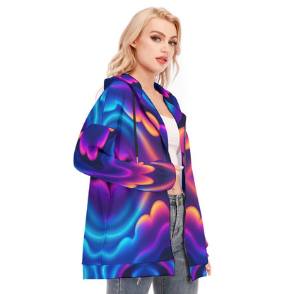 Women's Long Hoodie With Zipper Closure