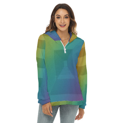 Women's Borg Fleece Hoodie With Half Zip