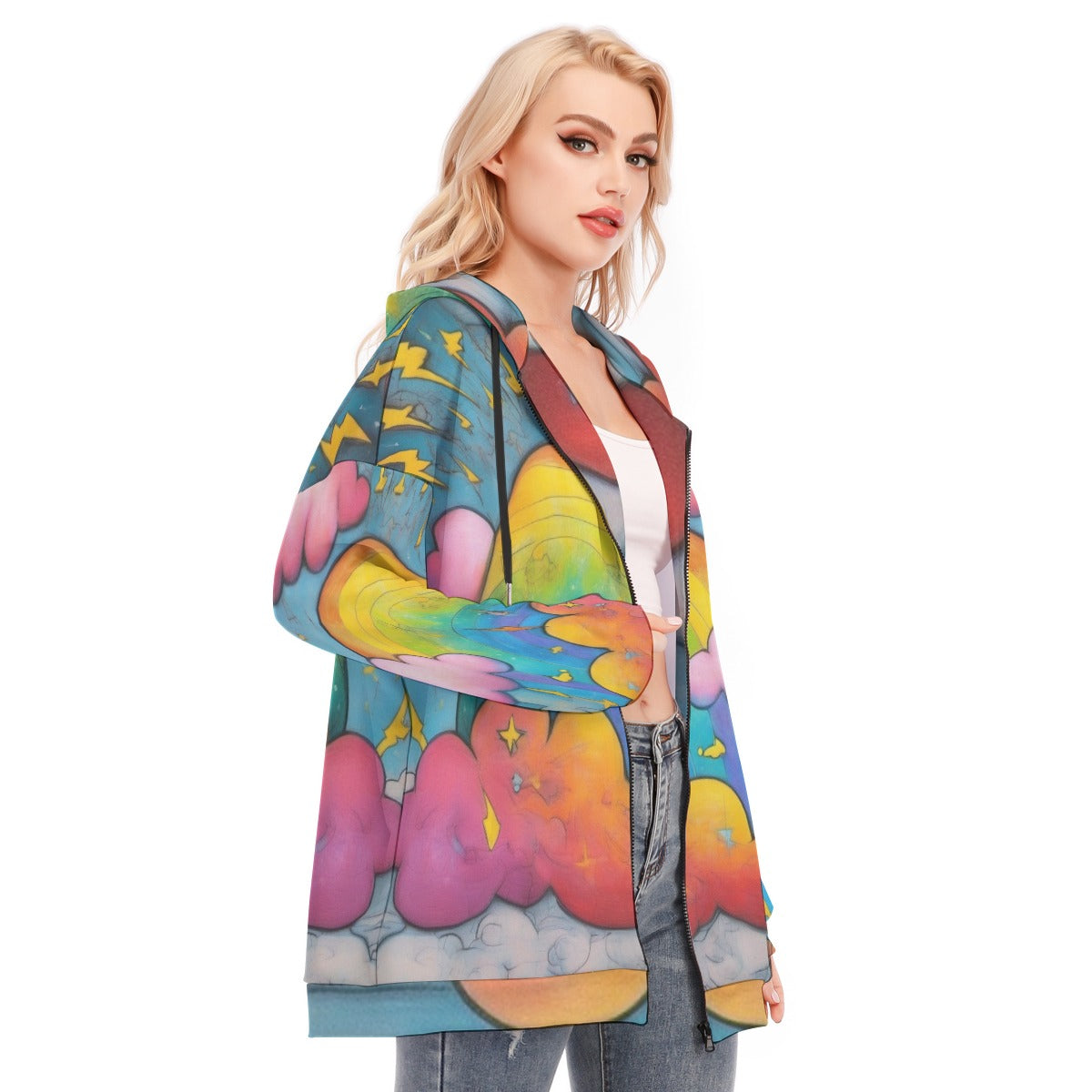 Women's Long Hoodie With Zipper Closure