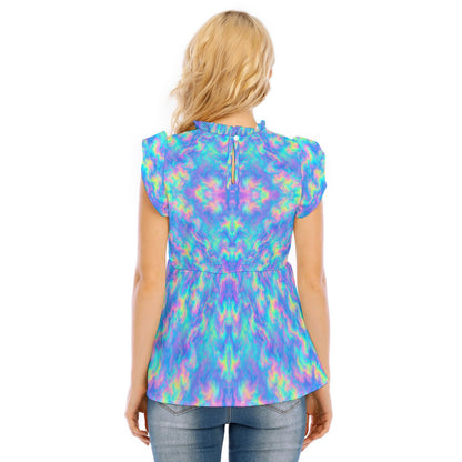 Women's Blouse With Lotus Leaf Lace