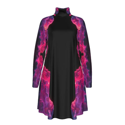 Women's High Neck Dress With Long Sleeve