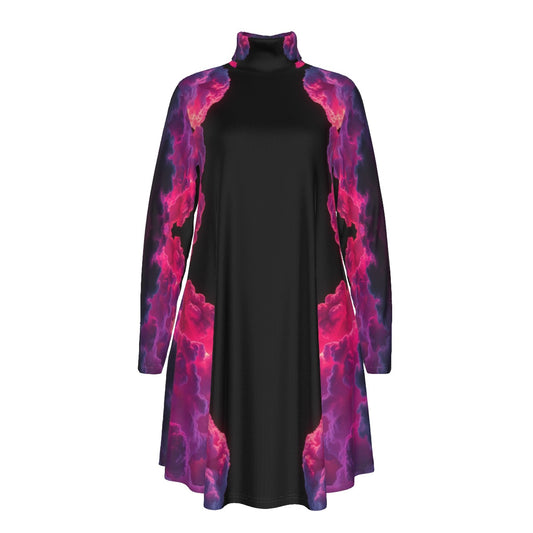 Women's High Neck Dress With Long Sleeve