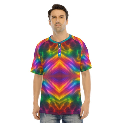 Men's Raglan Sleeve T-shirt With Button Closure