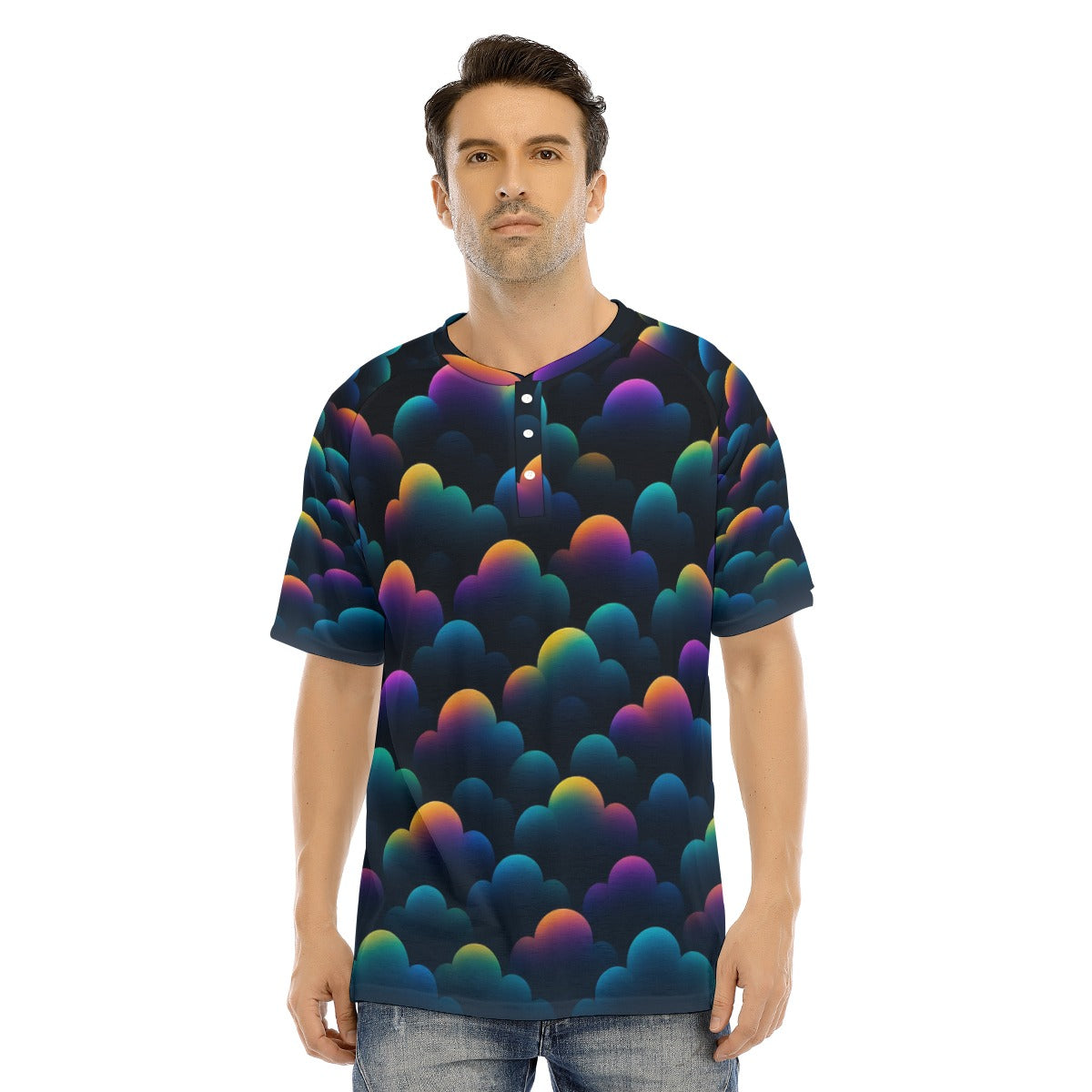 Men's Raglan Sleeve T-shirt With Button Closure