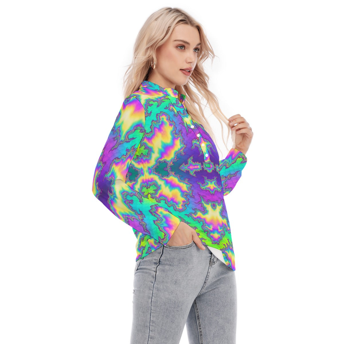 Women's Long Sleeve Blouse With Button Closure