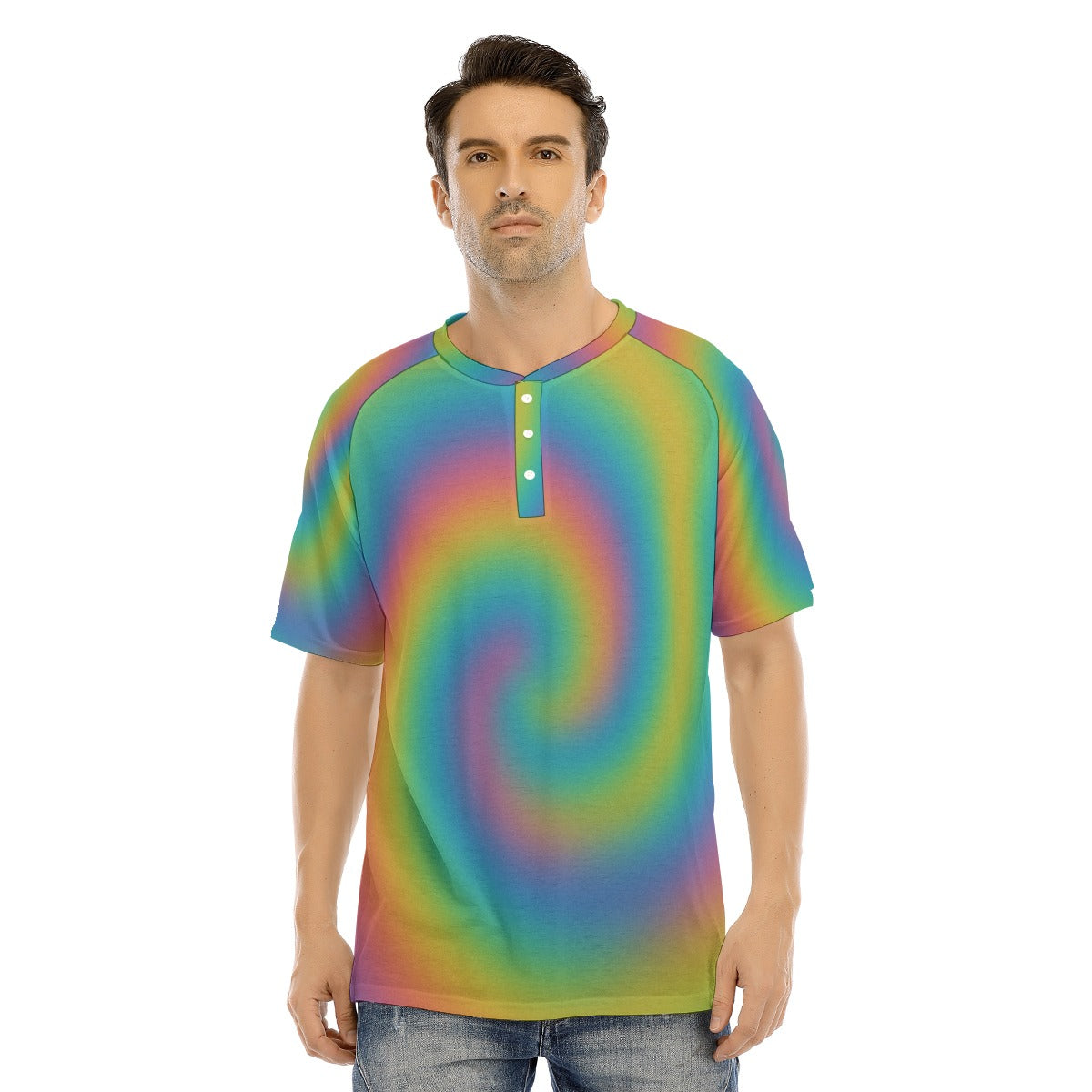 Men's Raglan Sleeve T-shirt With Button Closure