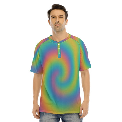 Men's Raglan Sleeve T-shirt With Button Closure