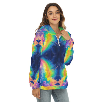 Women's Borg Fleece Hoodie With Half Zip