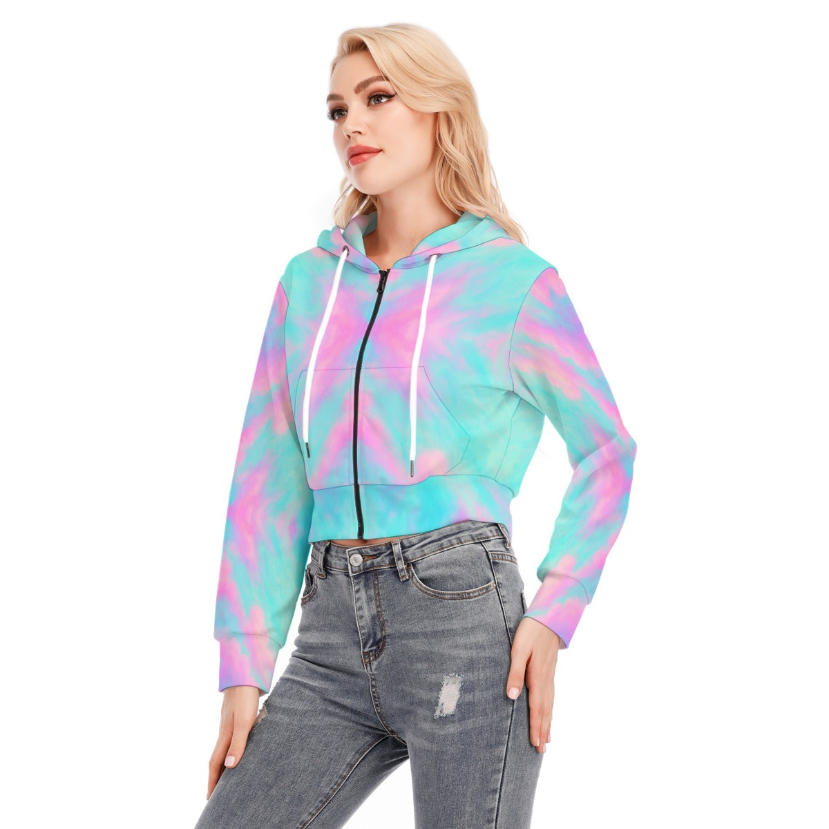 Women's Crop Top Hoodie With Zipper Closure