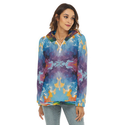 Women's Borg Fleece Hoodie With Half Zip