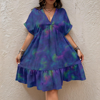 Unisex Women’s Floral V-Neck Short Sleeve Dress