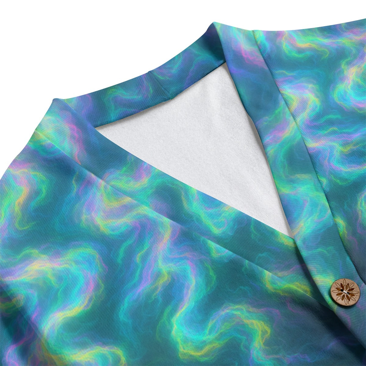 Unisex V-neck Knitted Fleece Cardigan With Button Closure