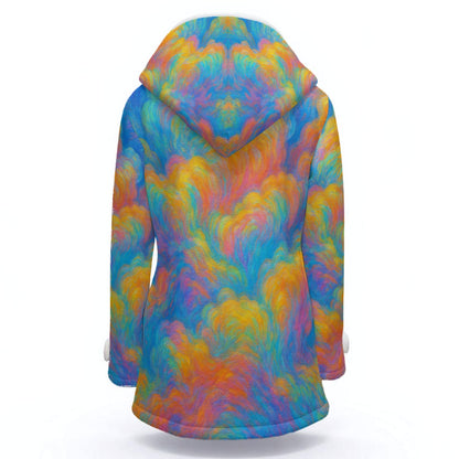 Women's Hooded Double-Breasted Winter Coat With Fleece