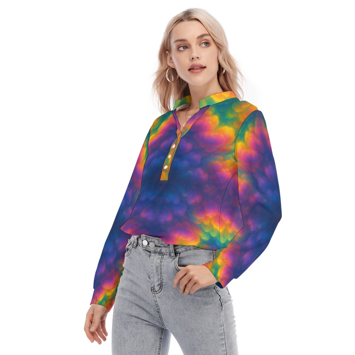 Women's Long Sleeve Blouse With Button Closure
