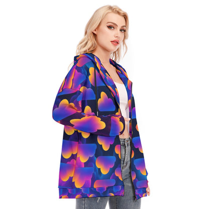 Women's Long Hoodie With Zipper Closure